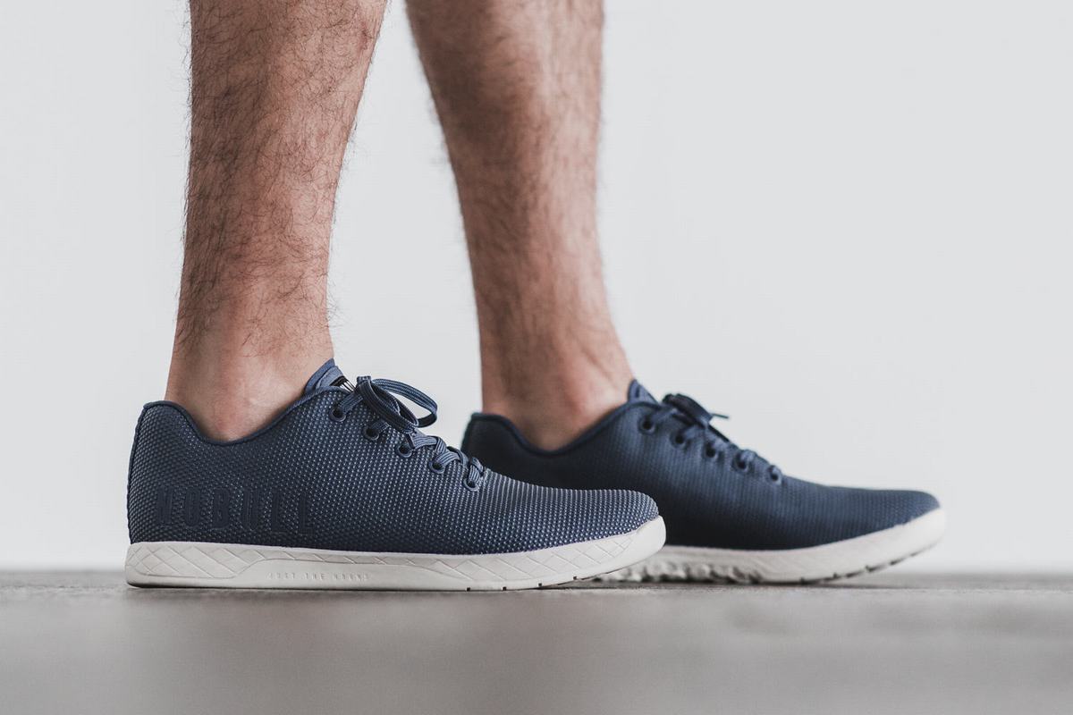 Nobull Superfabric Men's Trainers Navy White | Australia (EH3051)